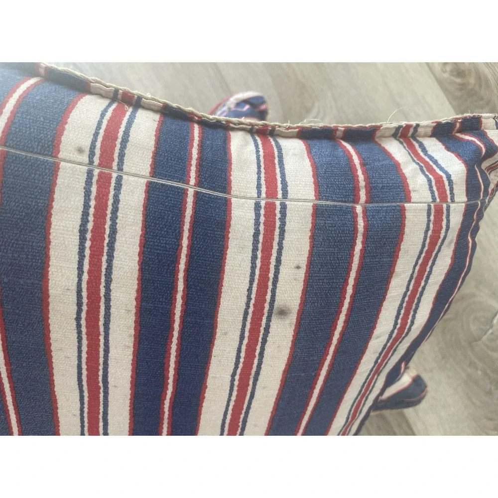 2 Ralph Lauren Pr DECORATIVE PILLOW Down Insert Villa Martine STRIPES Red Floral